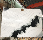 Pierre naturelle de plancher de panda de la Chine de compteur de cuisine de marbre de pierre de dalle de vague blanche de noir