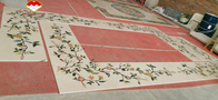 Le marbre rond Waterjet de fleur naturelle couvre de tuiles le tapis de médaillon