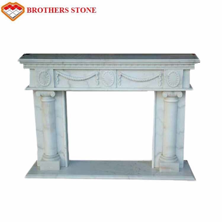 Bordure de marbre blanche debout libre de cheminée, cheminée de marbre blanche de tuile
