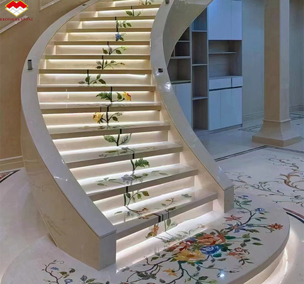 Escaliers en marbre beige poli pour hôtels et villas
