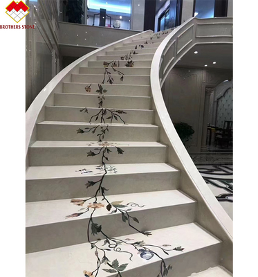 Tapeau d'escalier en marbre beige antidérapant pour les marches en pierre naturelle