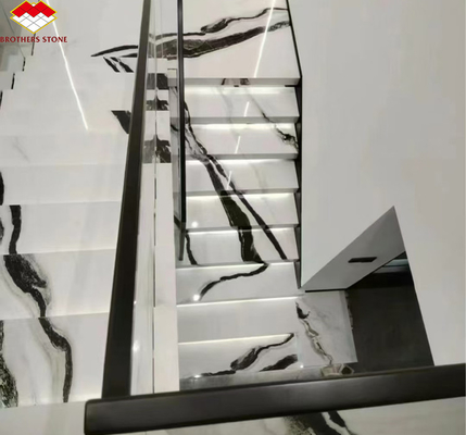 Escalier en marbre blanc Panda pour un design intérieur moderne dans un hôtel professionnel