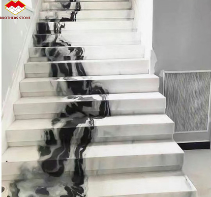 Escalier en marbre blanc Panda pour un design intérieur moderne dans un hôtel professionnel