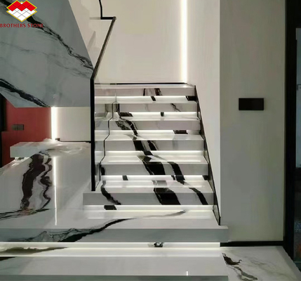 Escalier en marbre blanc Panda pour un design intérieur moderne dans un hôtel professionnel