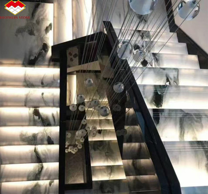 Escalier en marbre blanc Panda pour un design intérieur moderne dans un hôtel professionnel