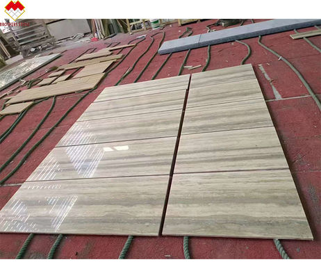 Taille 12x24 pouces Veines grises Travertin beige plancher en bonne forme dans le style de design moderne