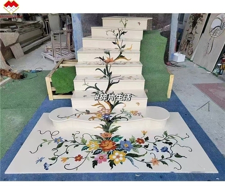 Escalier en pierre naturelle Essentiel Luxe anti-dérrapage Marbres avec conception Waterjet
