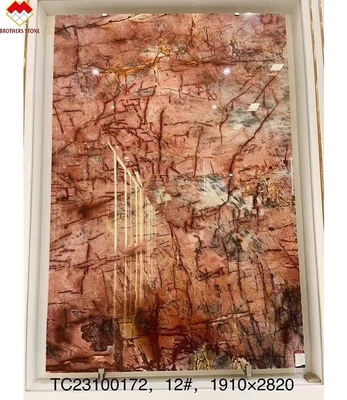 Pierre de quartzite rose translucide de design moderne idéale pour le comptoir et la table