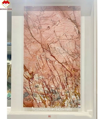 Pierre de quartzite rose translucide de design moderne idéale pour le comptoir et la table