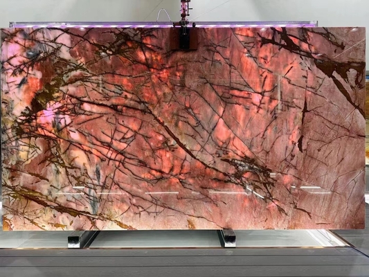 Pierre de quartzite rose translucide de design moderne idéale pour le comptoir et la table