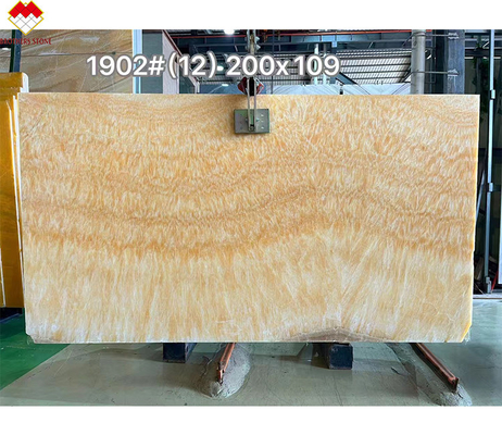 Design moderne Onyx translucide Beige Marbre Jaune Miel Onyx Slab pour une table de villa