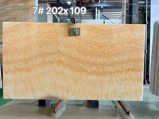 Design moderne Onyx translucide Beige Marbre Jaune Miel Onyx Slab pour une table de villa