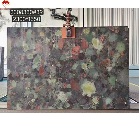 Tableau et panneau de décoration murale en granit multicolore en pierre de quartzite verte de quatre saisons au Brésil personnalisé pour l'intérieur