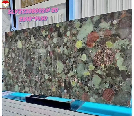 Tableau et panneau de décoration murale en granit multicolore en pierre de quartzite verte de quatre saisons au Brésil personnalisé pour l'intérieur