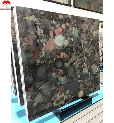 Tableau et panneau de décoration murale en granit multicolore en pierre de quartzite verte de quatre saisons au Brésil personnalisé pour l'intérieur
