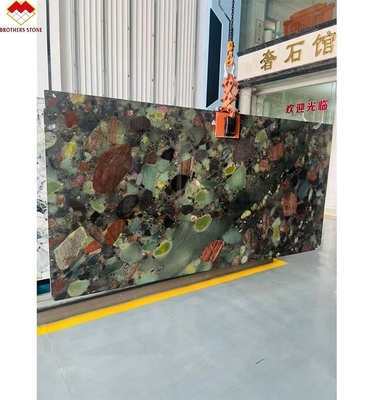 Tableau et panneau de décoration murale en granit multicolore en pierre de quartzite verte de quatre saisons au Brésil personnalisé pour l'intérieur