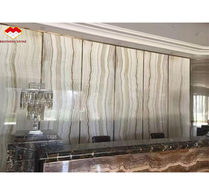 Style de design hôtelier moderne Plaque de marbre de jade blanc transparent pour les murs et le sol
