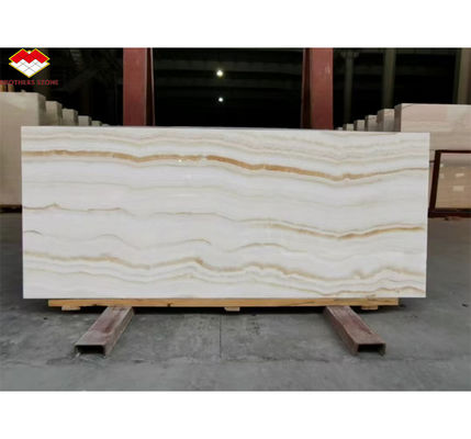 Panneau murale de salle de bain d'hôtel de design moderne avec rétroéclairage en pierre naturelle blanc marbre onyx