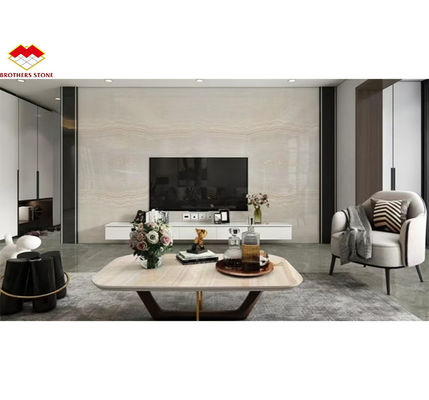 Panneau murale de salle de bain d'hôtel de design moderne avec rétroéclairage en pierre naturelle blanc marbre onyx