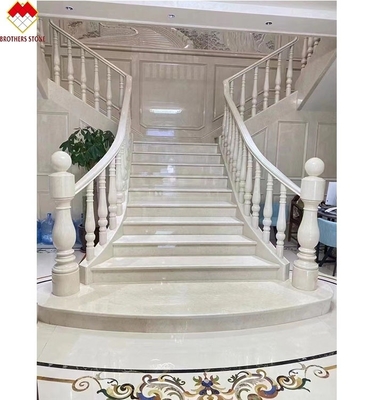 Escaliers courbes anti-dérapants en marbre beige pour l' intérieur