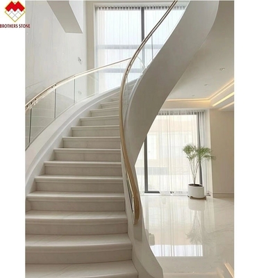 Escaliers courbes anti-dérapants en marbre beige pour l' intérieur