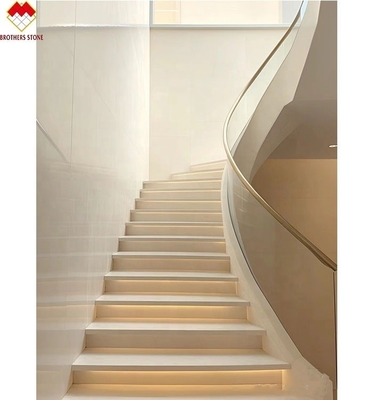 Escaliers courbes anti-dérapants en marbre beige pour l' intérieur