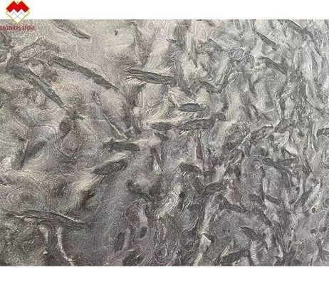 Plancher en pierre de mur de quartzite noir poli pour Versace Tableaux de cuisine gris foncé Vanité