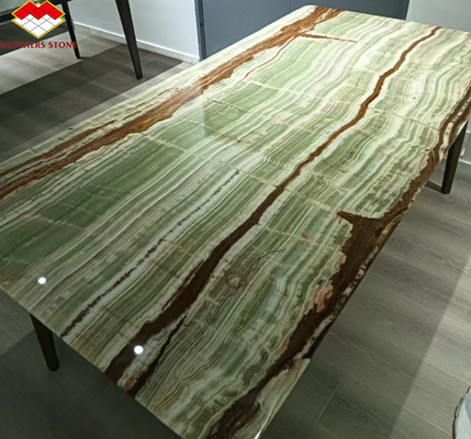 Finition de surface polissée Pakistan Bamboo Onyx Marbres pour table style de design moderne