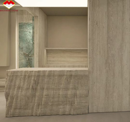 Matériau moderne Travertin beige avec pierre naturelle bien polie Pour les carreaux de revêtement de mur