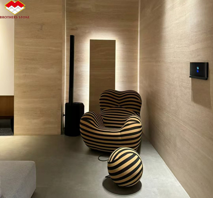 Matériau moderne Travertin beige avec pierre naturelle bien polie Pour les carreaux de revêtement de mur