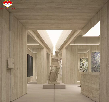 Matériau moderne Travertin beige avec pierre naturelle bien polie Pour les carreaux de revêtement de mur