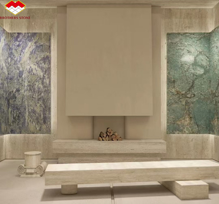 Matériau moderne Travertin beige avec pierre naturelle bien polie Pour les carreaux de revêtement de mur