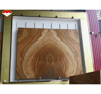 Coupe de feuille de livre en onyx polie à chaud pour mur rétroéclairé en placage de pierre translucide