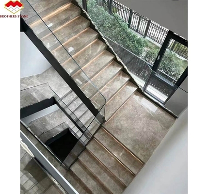 Escalier droit en pierre naturelle, grès intérieur moderne, marbre anti-dérrapage