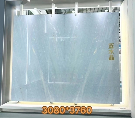 Brésil bleu cristal quartzite marbre pierre rétroéclairée dalle pour le comptoir de vanité moderne