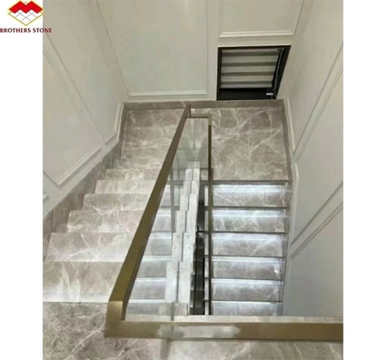 Escalier droit en pierre naturelle, grès intérieur moderne, marbre anti-dérrapage