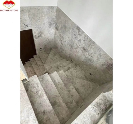 Escalier droit en pierre naturelle, grès intérieur moderne, marbre anti-dérrapage