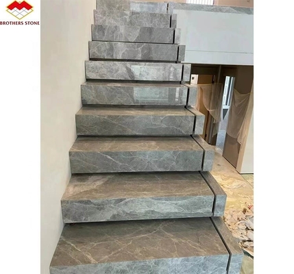 Escalier droit en pierre naturelle, grès intérieur moderne, marbre anti-dérrapage