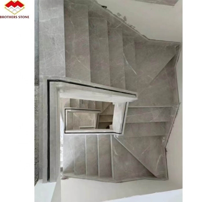 Escalier droit en pierre naturelle, grès intérieur moderne, marbre anti-dérrapage