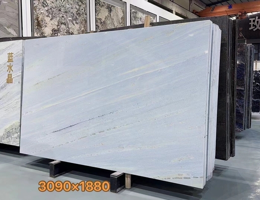 Brésil bleu cristal quartzite marbre pierre rétroéclairée dalle pour le comptoir de vanité moderne