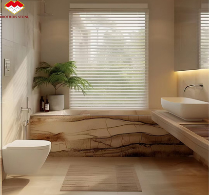 Décoration de baignoire en onyx marbre or veine en bois jaune or grain pour les maisons modernes