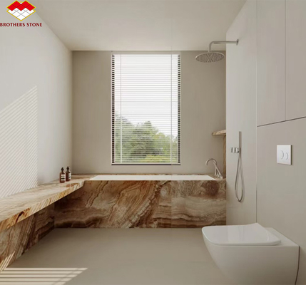 Décoration de baignoire en onyx marbre or veine en bois jaune or grain pour les maisons modernes