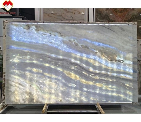 L'éclairage arrière bleu Roma quartzite de la dalle de pierre pour la table du dîner Vanité Tableau de bureau panneau mural
