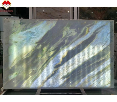 L'éclairage arrière bleu Roma quartzite de la dalle de pierre pour la table du dîner Vanité Tableau de bureau panneau mural