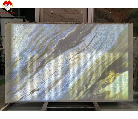 L'éclairage arrière bleu Roma quartzite de la dalle de pierre pour la table du dîner Vanité Tableau de bureau panneau mural