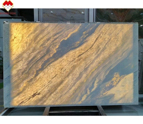 L'éclairage arrière bleu Roma quartzite de la dalle de pierre pour la table du dîner Vanité Tableau de bureau panneau mural