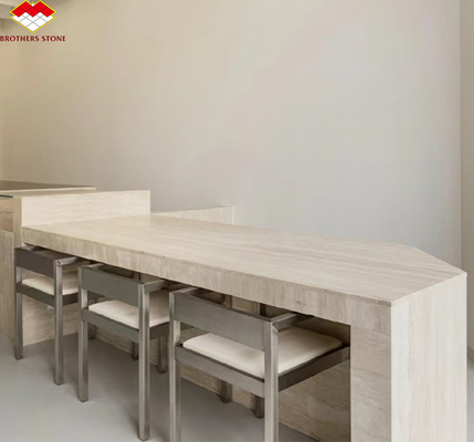 Table à manger en travertin rond beige poli Meubles en pierre moderne pour le salon