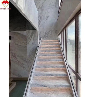 Lumière LED moderne à l'arrière Escalier intérieur antidérapant Design en marbre blanc cristallin FOB