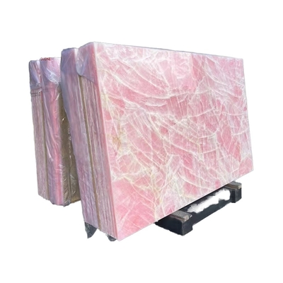 Carreaux de plancher de bureau en onyx rose avec rétroéclairage en marbre de l'âge de glace naturel