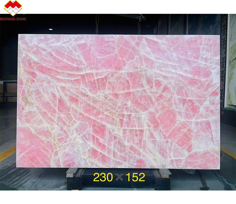 Carreaux de plancher de bureau en onyx rose avec rétroéclairage en marbre de l'âge de glace naturel